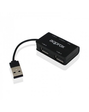 HUB APPROX 3PUERTOS USB2.0+LECTOR SD/MICRO SD NEGRO APPHT8B