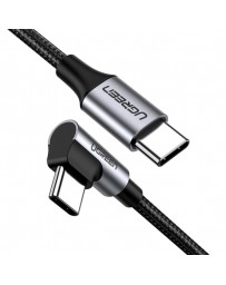 CABLE USB TIPO C/TIPO C 3A-2M–QC 3.0 -ACODADO NEGRO - UGREEN