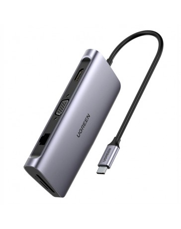 CONVERTIDOR USB TIPO C A 3XUSB 3.0/HDMI/VGA/RJ45 - UGREEN