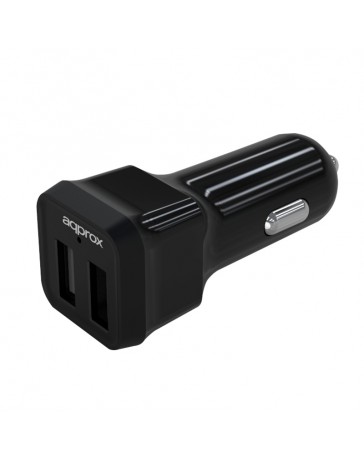 CARGADOR APPROX 2 USB MECHERO COCHE APPUSBCAR24B NEGRO*