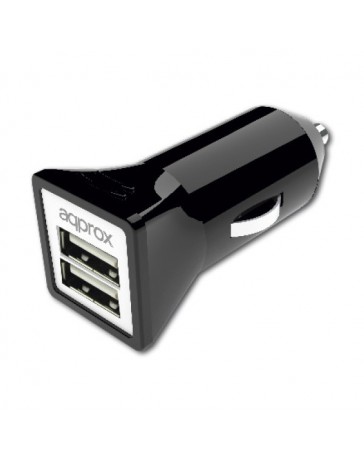 CARGADOR APPROX 2 USB MECHERO COCHE APPUSBCAR31B NEGRO
