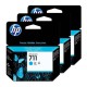 INK JET HP ORIG. CZ134A Nº711 CYAN PACK 3