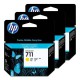 INK JET HP ORIG. CZ135A Nº711 AMARILLO PACK 3